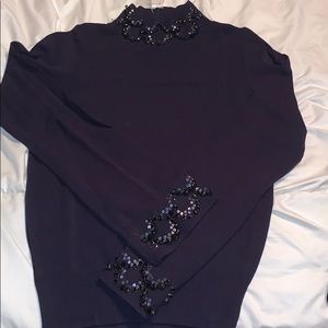 Ann Taylor - Black Embellished Turtleneck